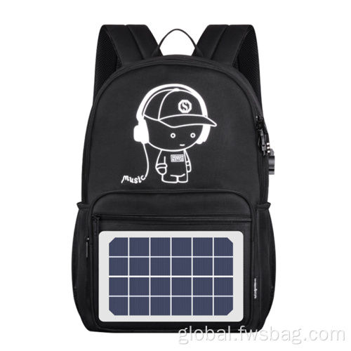 Solar Panel Backpack With USB Charger Anti-Theft Outdoor Water Resistant Luminous Logo Backpacks Manufactory